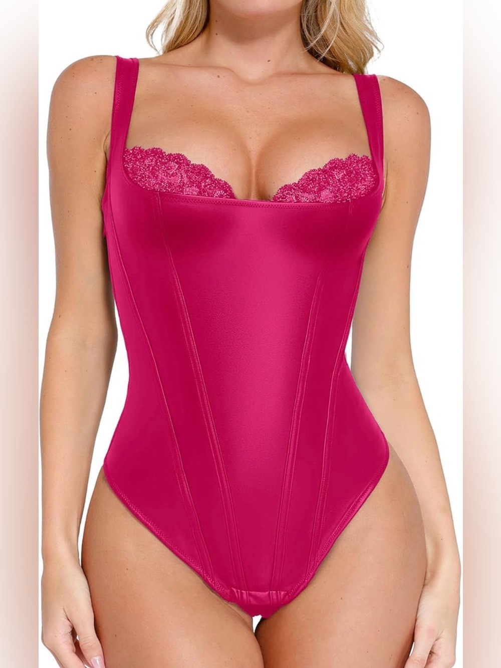 Popilush Leather Body Suits for Womens - Tummy Control Shapewear Bodysuits Lace